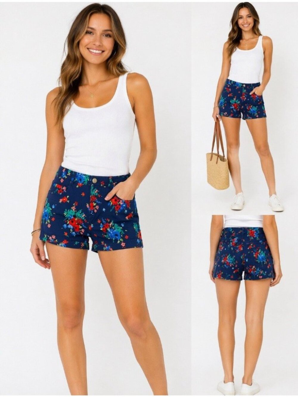 So Authentic American Heritage Floral Blue Short Shorts Size 17 Juniors Casual